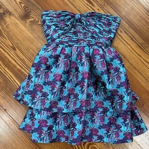 Strapless metallic mini dress